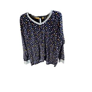 Cuddle Duds Lounge Set Velour  Navy Blue Polka Dot 3X 2 PC Pants Top Jogger